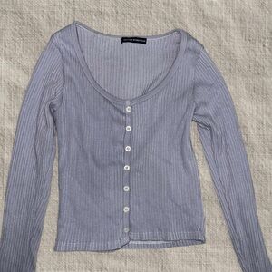 Brandy Melville Lavender Ribbed Button-Up Shirt